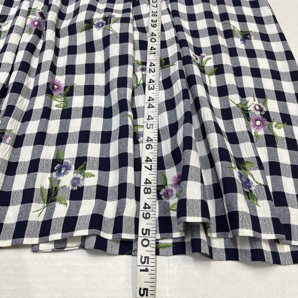 Vintage SLR Gingham Plaid Maxi Dress Womens 12 Floral Embroidered Cottagecore - Picture 6 of 11